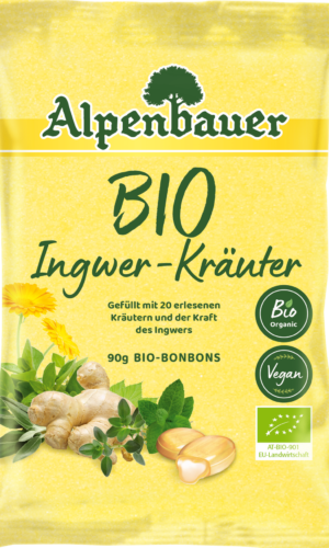 CUKIERKI Z NADZIENIEM O SMAKU IMBIROWO - ZIOŁOWYM BIO 90 g - ALPENBAUER