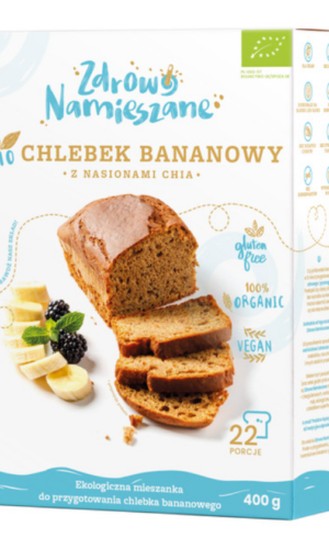 MIESZANKA NA CHLEBEK BANANOWY Z NASIONAMI CHIA BEZGLUTENOWA BIO 400 g - ZDROWO NAMIESZANE