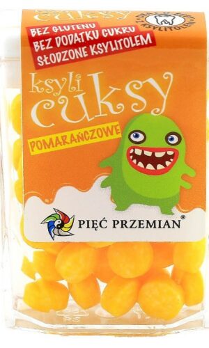 CUKIERKI Z KSYLITOLU KSYLICUKSY O SMAKU POMARAŃCZOWYM BEZGLUTENOWE 13 g - PIĘĆ PRZEMIAN