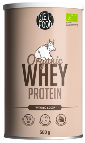 BIAŁKO SERWATKOWE Z KAKAO (KONCENTRAT WPC 77) BIO 500 g - DIET-FOOD