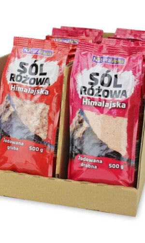 SÓL HIMALAJSKA RÓŻOWA JODOWANA OPAKOWANIE MIX (9+5) 14x500 g - NATURAVENA