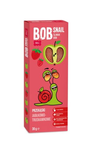 PRZEKĄSKA ROLL JABŁKO - TRUSKAWKA BEZ DODATKU CUKRÓW BEZGLUTENOWA 30 g - BOB SNAIL
