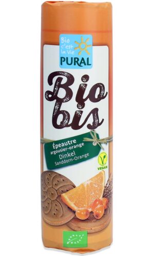 CIASTKA MARKIZY ORKISZOWE Z KREMEM ROKITNIK - POMARAŃCZA WEGAŃSKIE BIO 300 g - PURAL (BIO BIS)