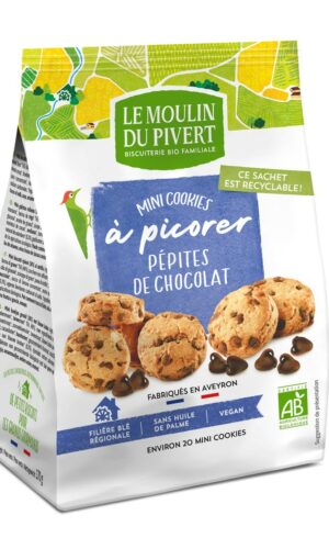 CIASTKA MINI Z DROPSAMI CZEKOLADOWYMI BIO 170 g - LE MOULIN DU PIVERT