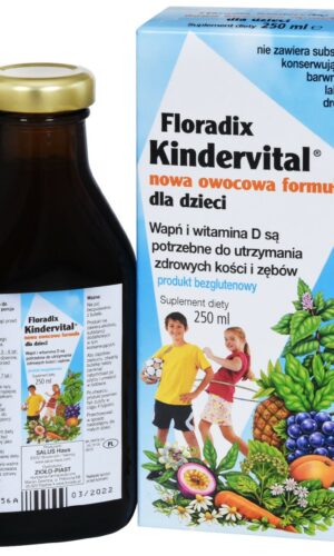 SUPLEMENT DIETY WAPŃ I WITAMINA D DLA DZIECI W PŁYNIE BEZGLUTENOWY 250 ml - SALUS (FLORADIX)
