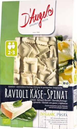 RAVIOLI Z SEREM I SZPINAKIEM BIO 250 g - D`ANGELO