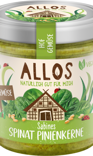 PASTA WARZYWNA ZE SZPINAKIEM I ORZESZKAMI PINIOWYMI BEZGLUTENOWA  BIO 135 g - ALLOS