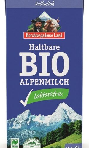 MLEKO ALPEJSKIE UHT O OBNIŻONEJ ZAWARTOŚCI LAKTOZY (min. 3,5 % TŁUSZCZU) BIO 1 L - BERCHTESGADENER LAND