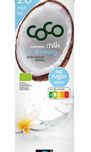 COCONUT MILK - NAPÓJ KOKOSOWY DO PICIA 2 % TŁUSZCZU BEZ DODATKU CUKRÓW FAIR TRADE BIO 1 L - COCO (DR MARTINS)