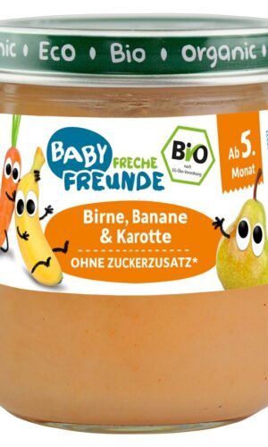 MUS GRUSZKA - BANAN - MARCHEW BEZ DODATKU CUKRÓW BEZGLUTENOWY OD 5 MIESIĄCA BIO 120 g - FRECHE FREUNDE
