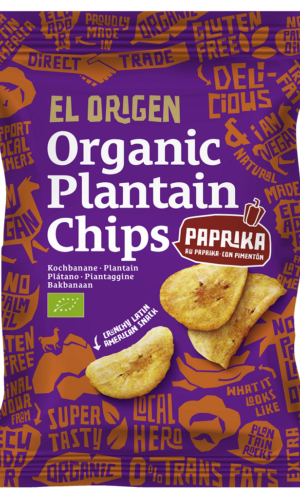 CHIPSY Z PLANTANA PAPRYKOWE BEZGLUTENOWE BIO 80 g - EL ORIGEN
