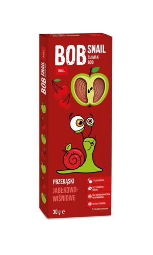 PRZEKĄSKA ROLL JABŁKO - WIŚNIA BEZ DODATKU CUKRÓW BEZGLUTENOWA 30 g - BOB SNAIL