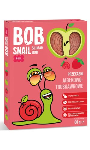 PRZEKĄSKA ROLL JABŁKO - TRUSKAWKA BEZ DODATKU CUKRÓW BEZGLUTENOWA 60 g - BOB SNAIL
