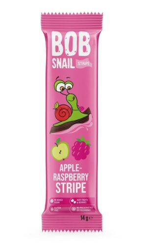 PRZEKĄSKA STRIPE JABŁKO - MALINA BEZ DODATKU CUKRÓW BEZGLUTENOWA 14 g - BOB SNAIL