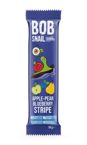 PRZEKĄSKA STRIPE JABŁKO - GRUSZKA - BORÓWKA BEZ DODATKU CUKRÓW BEZGLUTENOWA 14 g - BOB SNAIL