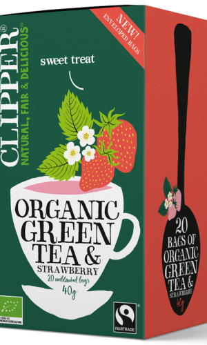 HERBATA ZIELONA Z TRUSKAWKĄ FAIR TRADE BIO (20 x 2 g) 40 g - CLIPPER