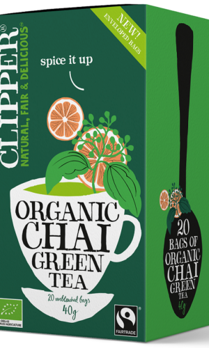 HERBATA ZIELONA CHAI Z CYNAMONEM I KARDAMONEM FAIR TRADE BIO (20 x 2 g) 40 g - CLIPPER