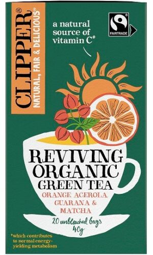 HERBATA ZIELONA Z ACEROLĄ, GUARANĄ I MATCHĄ "OŻYWIENIE" FAIR TRADE BIO (20 x 2 g) 40 g - CLIPPER