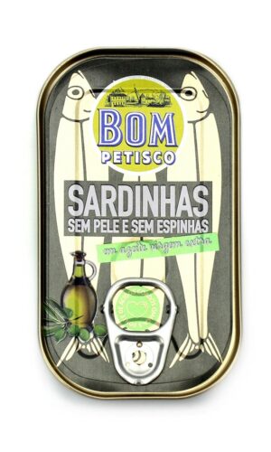 SARDYNKI PREMIUM BEZ SKÓRY I OŚCI W OLIWIE Z OLIWEK EXTRA VIRGIN 120 g (84 g) - BOM PETISCO