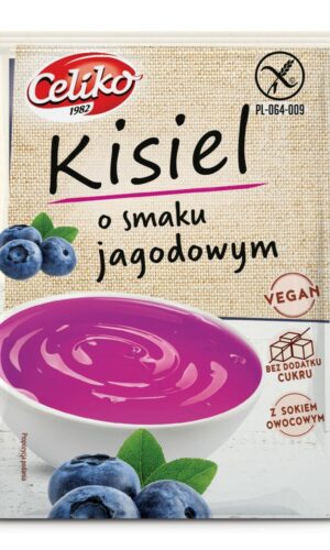 KISIEL O SMAKU JAGODOWYM BEZ DODATKU CUKRÓW BEZGLUTENOWY 40 g - CELIKO