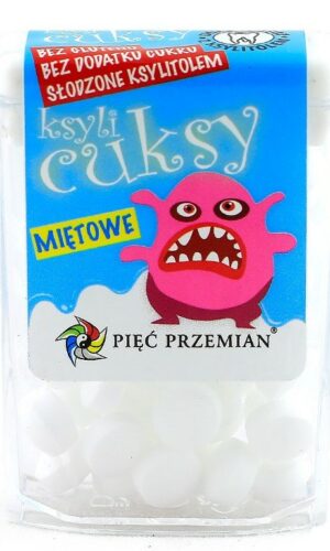 CUKIERKI Z KSYLITOLU KSYLICUKSY O SMAKU MIĘTOWYM BEZGLUTENOWE 13 g - PIĘĆ PRZEMIAN