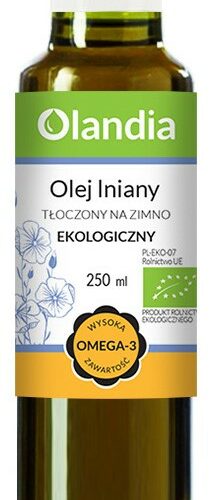 OLEJ LNIANY TŁOCZONY NA ZIMNO BIO 250 ml - OLANDIA