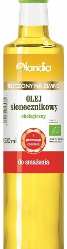 OLEJ SŁONECZNIKOWY DO SMAŻENIA TŁOCZONY NA ZIMNO BIO 500 ml - OLANDIA