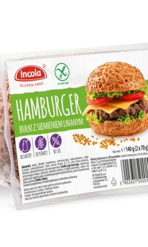 BUŁKI DO HAMBURGERÓW Z SIEMIENIEM LNIANYM BEZGLUTENOWE (2 szt.) 140 g - INCOLA