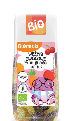 WĘŻYKI OWOCOWE BEZ ŻELATYNY BEZGLUTENOWE BIO 100 g - BIOMINKI