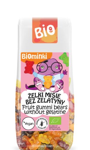 ŻELKI MISIE BEZ ŻELATYNY BEZGLUTENOWE BIO 100 g - BIOMINKI