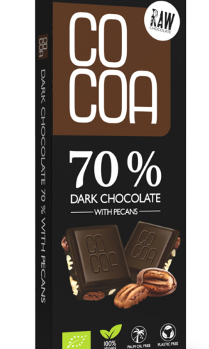 CZEKOLADA CIEMNA 70 % Z ORZECHAMI PEKAN BIO 40 g - COCOA