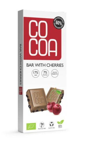 TABLICZKA Z WIŚNIAMI 60 % MNIEJ CUKRU BIO 40 g - COCOA