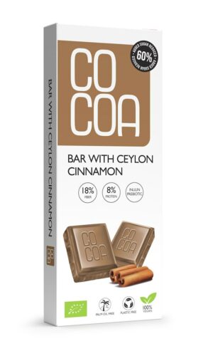 TABLICZKA Z CYNAMONEM CEJLOŃSKIM 60 % MNIEJ CUKRU BIO 40 g - COCOA
