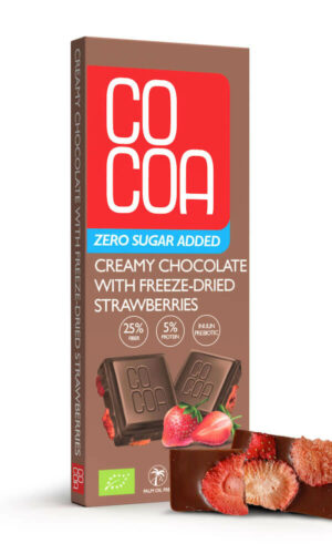 CZEKOLADA CREAMY Z TRUSKAWKAMI BEZ DODATKU CUKRÓW BIO 40 g - COCOA