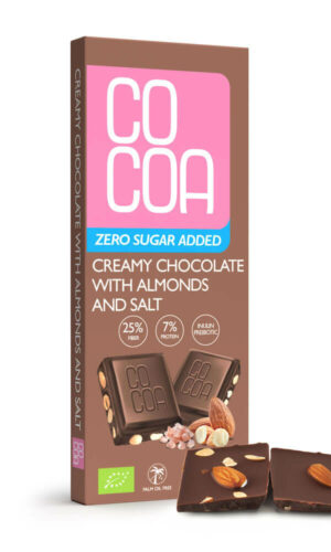 CZEKOLADA CREAMY Z MIGDAŁAMI I SOLĄ BEZ DODATKU CUKRÓW BIO 40 g - COCOA