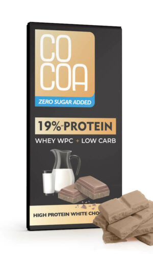 CZEKOLADA BIAŁA PROTEINOWA Z BIAŁKIEM WPC BEZ DODATKU CUKRÓW 65 g - COCOA
