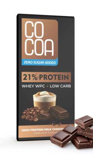 CZEKOLADA MLECZNA PROTEINOWA LATTE Z BIAŁKIEM WPC BEZ DODATKU CUKRÓW 65 g - COCOA