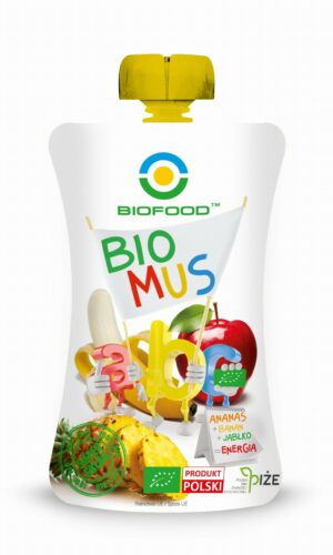 MUS ANANASOWO - BANANOWO - JABŁKOWY BEZGLUTENOWY BIO 120 g - BIO FOOD