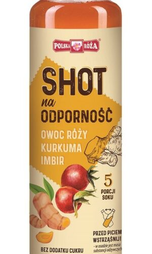 SHOT NA ODPORNOŚĆ OWOC RÓŻY - KURKUMA - IMBIR BEZ DODATKU CUKRÓW 250 ml - POLSKA RÓŻA
