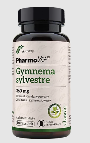 GURMAR EKSTRAKT (GYMNEMA SYLVESTRE) (360 mg) BEZGLUTENOWA 90 KAPSUŁEK - PHARMOVIT (CLASSIC)