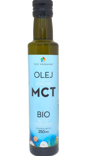 OLEJ KOKOSOWY MCT KETO BEZGLUTENOWY BIO 250 ml - PIĘĆ PRZEMIAN