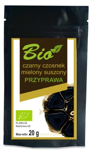CZARNY CZOSNEK MIELONY SUSZONY BEZGLUTENOWY BIO 20 g - PRZETWORY Z NATURY