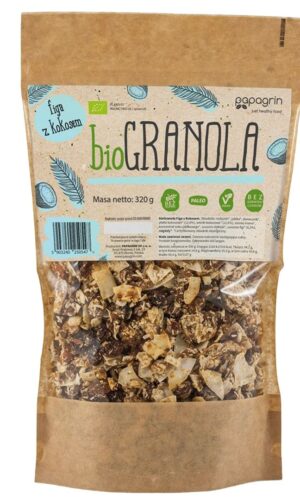 GRANOLA FIGA Z KOKOSEM BEZ DODATKU CUKRÓW BEZGLUTENOWA BIO 320 g - PAPAGRIN