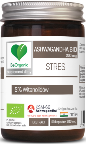 ASHWAGANDHA EKSTRAKT BIO (200 mg) 50 KAPSUŁEK - BE ORGANIC