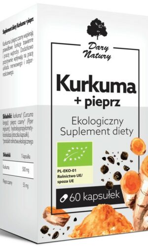 KURKUMA Z CZARNYM PIEPRZEM BIO 60 KAPSUŁEK - DARY NATURY