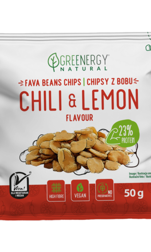 BÓB PRAŻONY O SMAKU CHILI I CYTRYNY 50 g - GREENERGY
