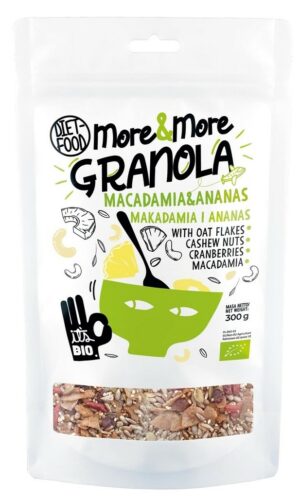 GRANOLA Z ORZECHAMI MAKADAMIA I ANANASEM BIO 300 g - DIET-FOOD (MORE & MORE)