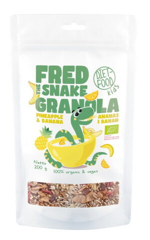 GRANOLA Z ANANASEM I BANANEM BIO 200 g - DIET-FOOD (FRED THE SNAKE)