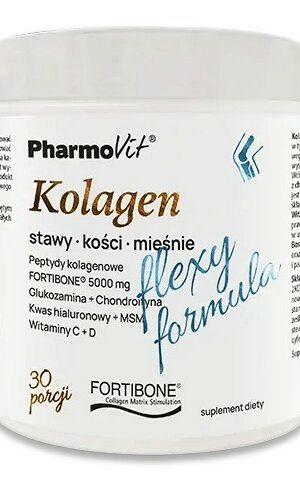 KOLAGEN O SMAKU BANANOWYM FLEXY FORMULA BEZGLUTENOWY 196 g - PHARMOVIT