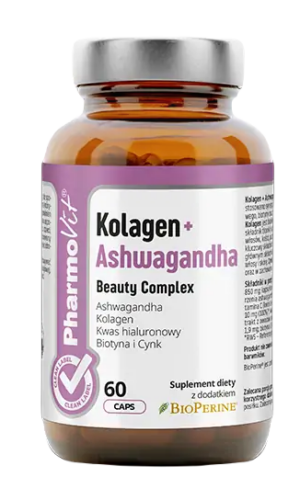 KOLAGEN + ASHWAGANDHA BEAUTY COMPLEX BEZGLUTENOWE 60 KAPSUŁEK - PHARMOVIT (CLEAN LABEL)